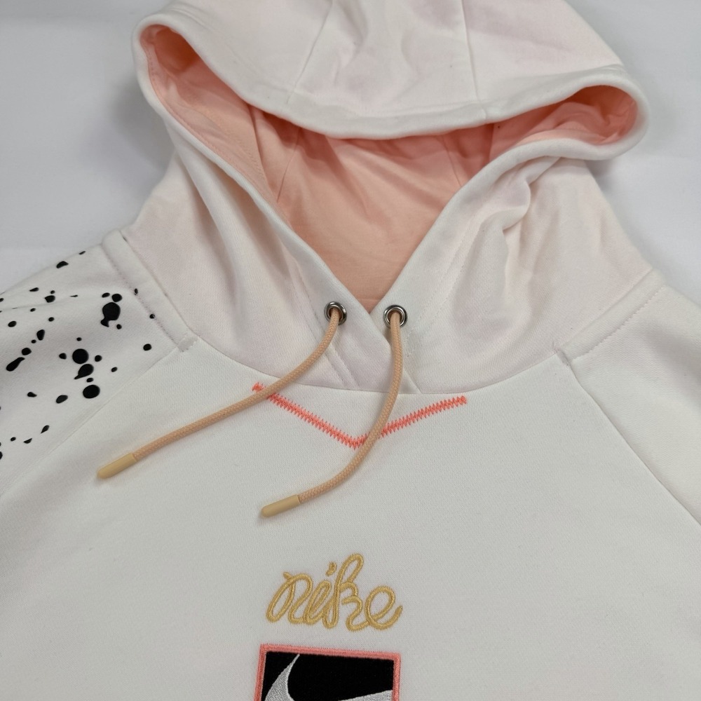 Nike Sportswear Just Do It Hoodie Sweatshirt White Pink Splatter Logo Women's L - Picture 3 of 15